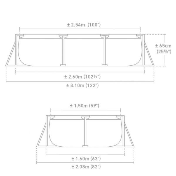Piscine Metal Frame Junior rectangulaire 2,60 x 1,60 x 0,65 m – Image 3